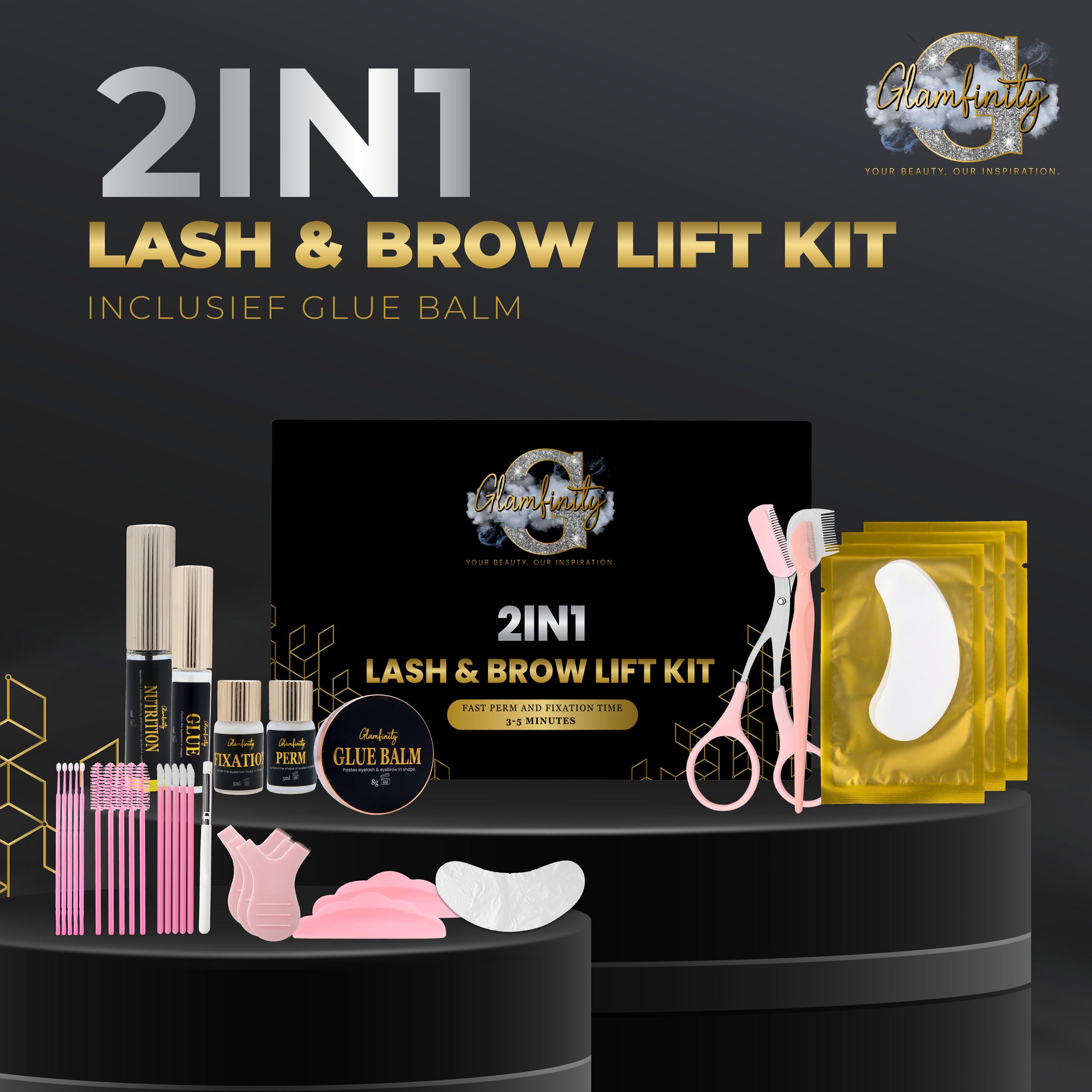2in1 Lash lift & Brow lamination kit - met glue balm